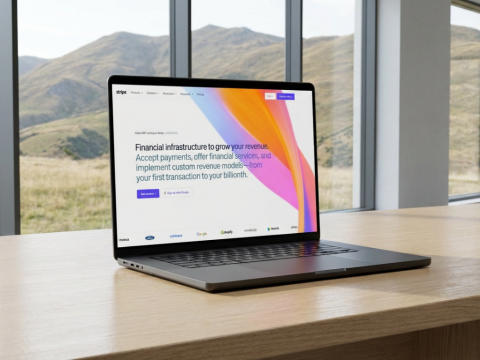 AI-generated mountain office website mockup at 1K resolution - Mockup Stage
