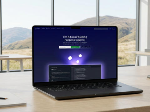 AI-generated mountain office website mockup at 1K resolution - Mockup Stage